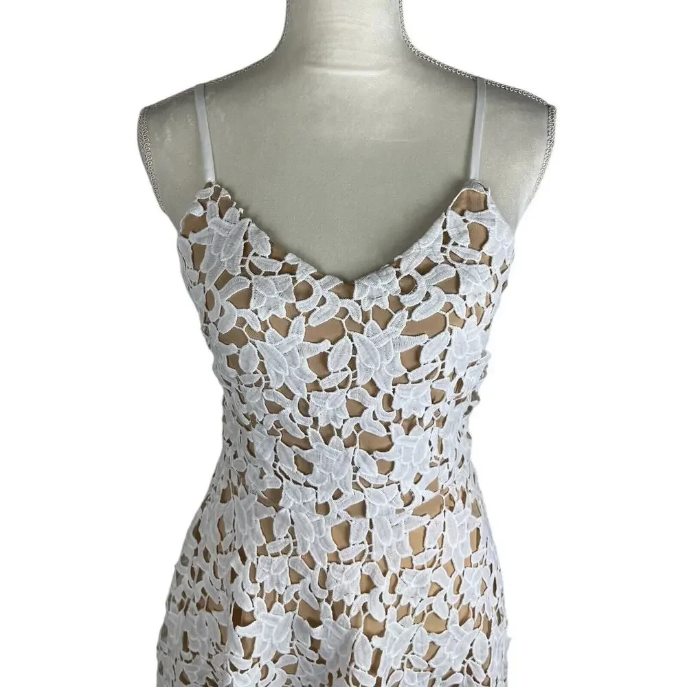 Elegant White Lace High Low Dress - Picture 6 of 9